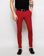 Asos Super Skinny Suit Pants In Red - Red