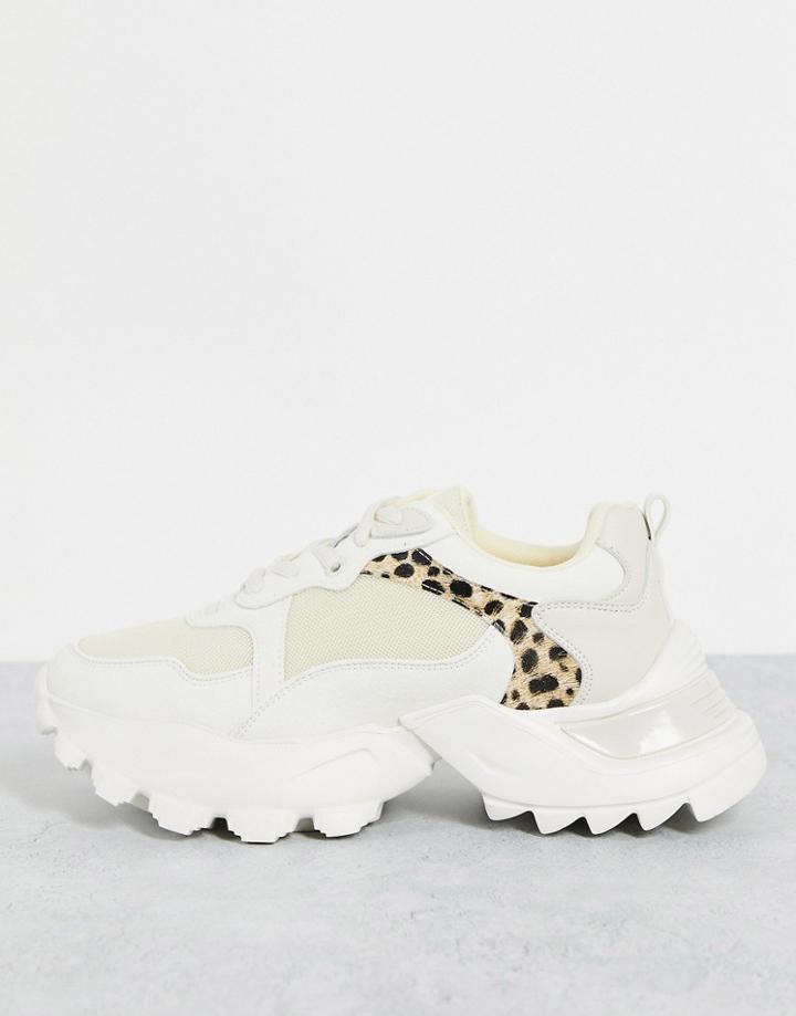Na-kd Chunky Leopard Detail Sneakers In White