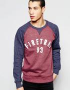 Firetrap Contrast Raglan Sleeve Crew Neck Sweater - Red