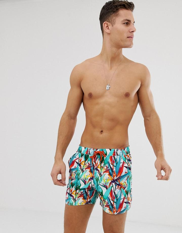 South Beach Recycled Swim Shorts In Tropical Print - Multi