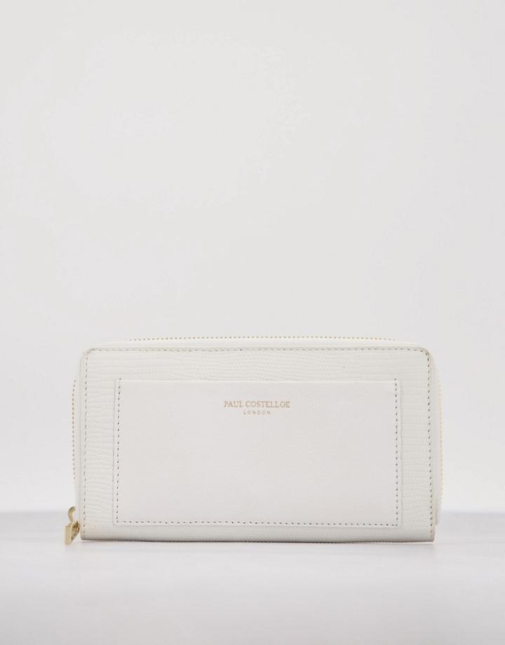 Paul Costelloe Leather Long Wallet In Off White