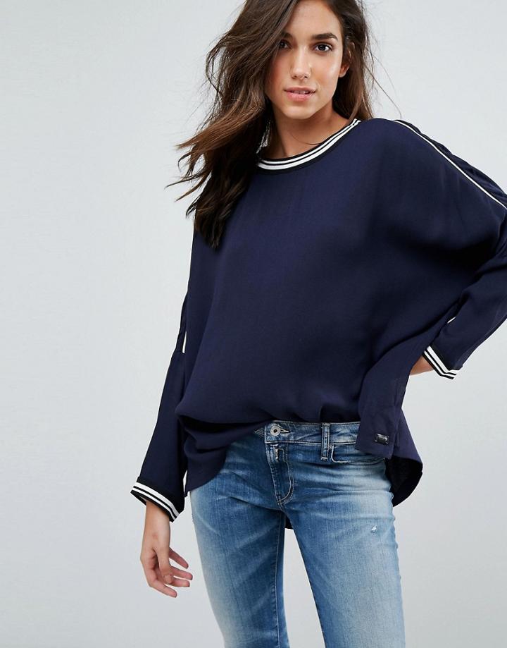 Replay Batwing Top With Sports Tipping - Blue