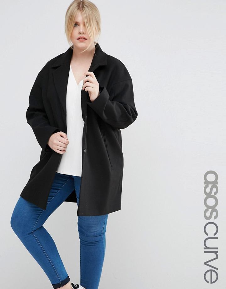 Asos Curve Cocoon Coat - Black