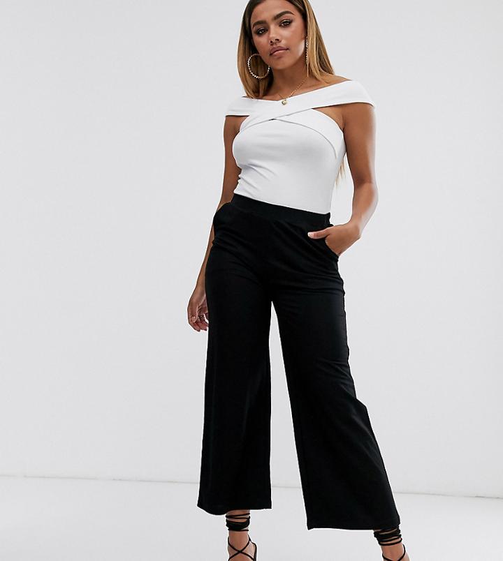 Noisy May Petite Wide Leg Jersey Pants In Black