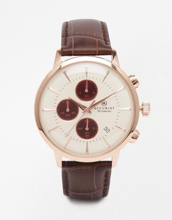 Accurist Chronograph Brown Stainless Steel Watch - Brown