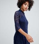 Missguided Lace Frill Detail Shift Dress In Navy - Blue