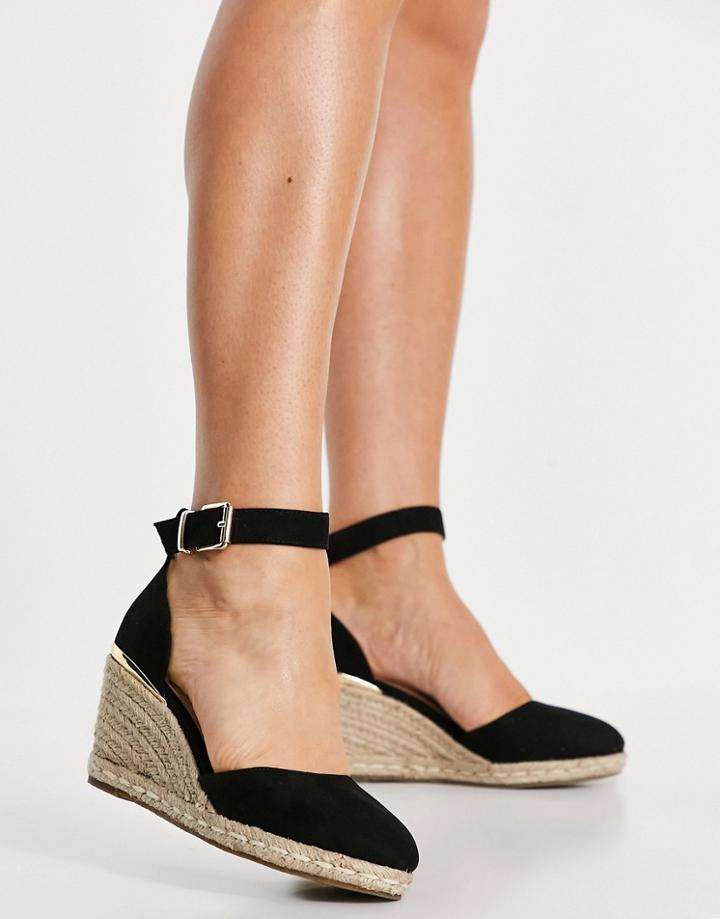 Truffle Collection Espadrille Wedges In Black