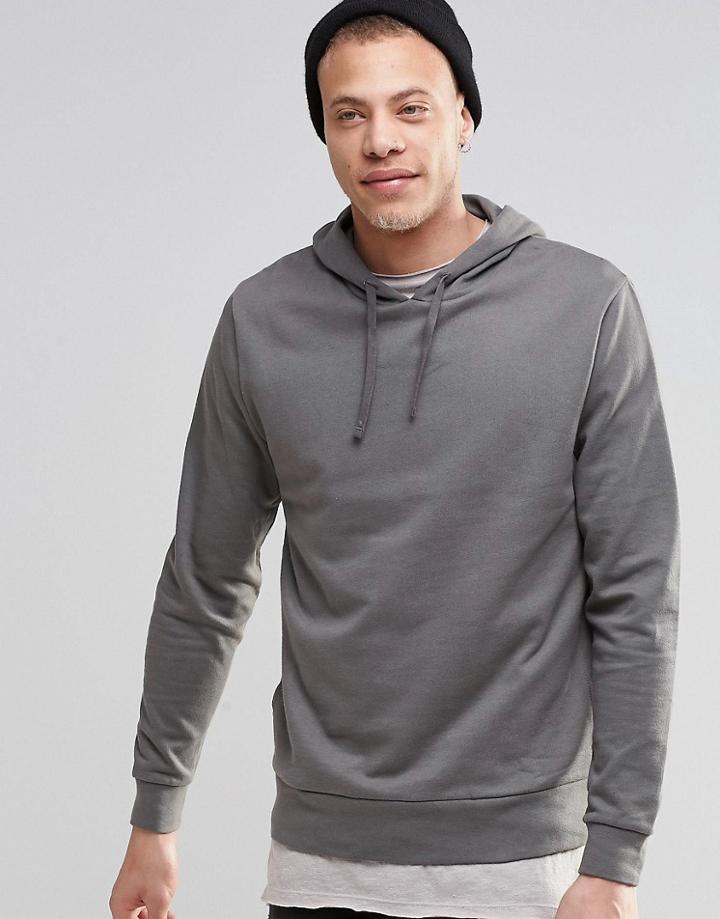 Asos Hoodie In Dark Gray - Smokey Gray