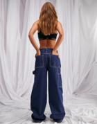 Asos Design Organic Cotton Blend Skater Jeans In Rich Blue