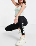 Dkny High Waisted Script Logo Leggings In Black