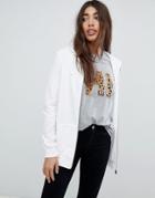 Asos Design Zip Through Hoodie - White