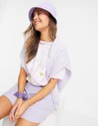 Monki Mai Organic Cotton Oversized Balance Babe T-shirt In Purple Tie Dye