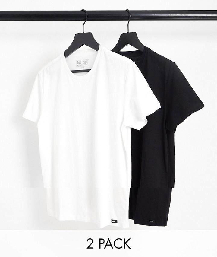Lee Cotton 2 Pack Fitted T-shirt In Black/white - Multi