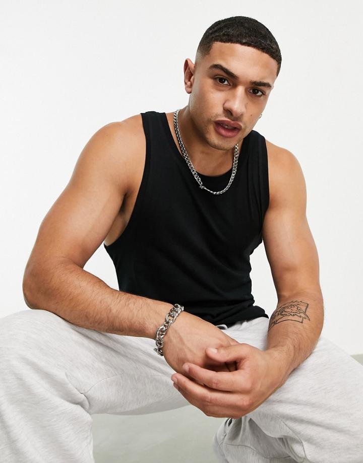 Bershka Tank In Black