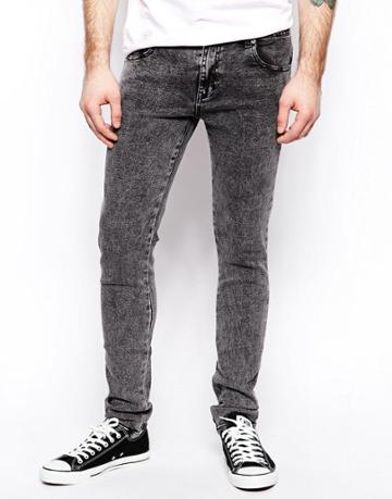 Native Youth Gray Acid Wash Skinny Jean