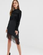 Y.a.s Fringe Mini Dress In Black