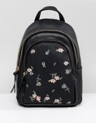 New Look Floral Embroidered Mini Backpack - Black
