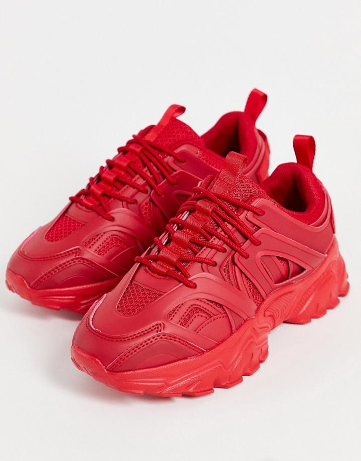 Asos Design Dazed Chunky Sneakers In Red