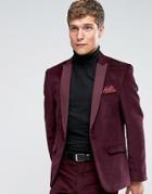 Asos Slim Suit Jacket In Purple Cord - Purple