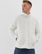 Farah Briars Half Zip Borg Sweat In Cream