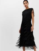 Asos Edition Fringe Column Midi Dress - Black