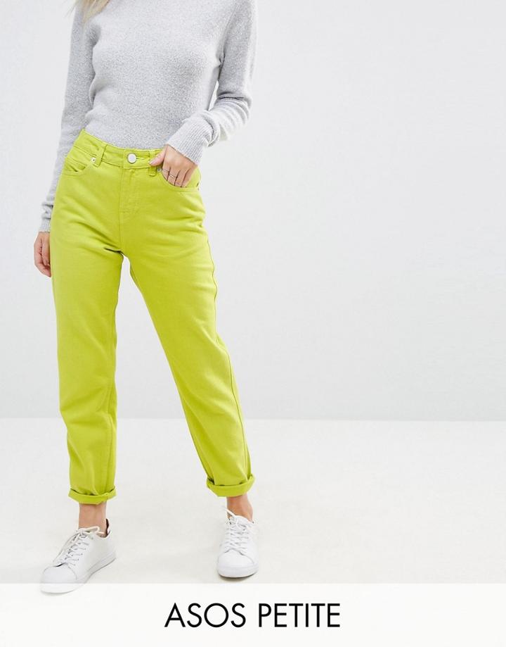 Asos Petite Original Mom Jeans In Neon - Multi