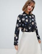 Mango Dark Floral Base Blouse In Black - Multi