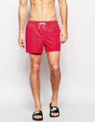 Asos Short Length Swim Shorts In Red - Red