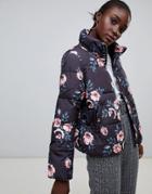 Pieces Flower Print Padded Coat - Multi