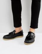 Fred Perry X George Cox Creeper Tassel Leather Shoes In Black - Black