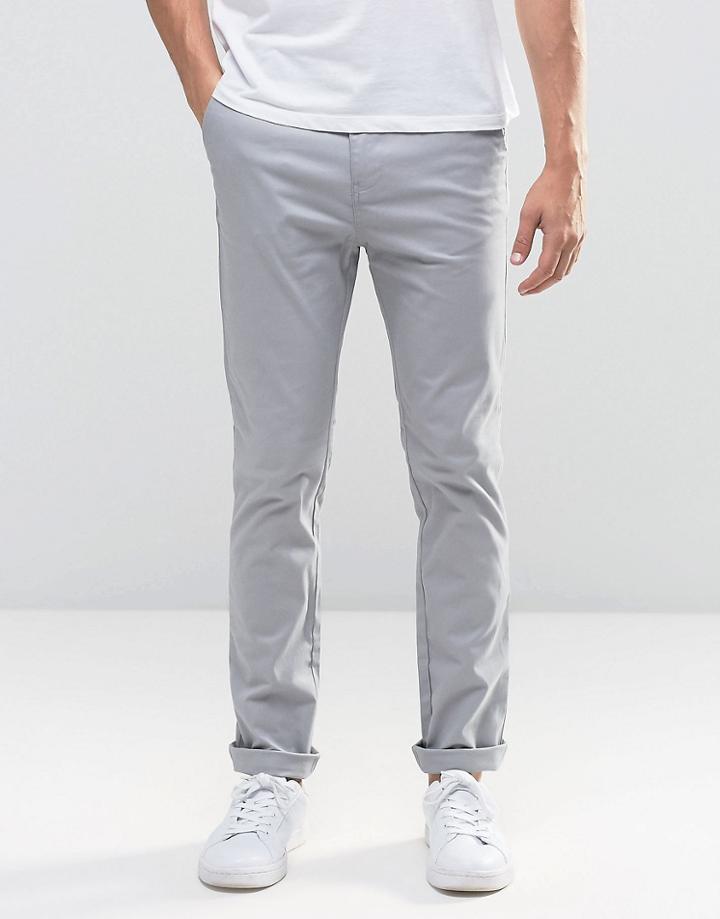 New Look Skinny Fit Chinos In Gray - Gray