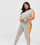 Asos Design Curve Two-piece Knitted Jogger With Tipping-gray