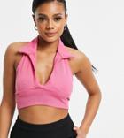 Asyou Rib Halter Top In Pink