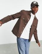 Asos Design Western Twill Jacket In Brown