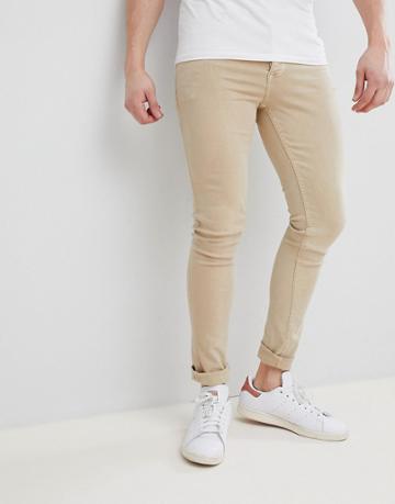 Saints Row Super Skinny Jeans In Beige - Red