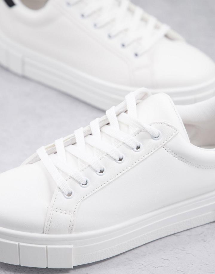 Miss Selfridge Tilly Lace Up Sneakers With Black Tab In White