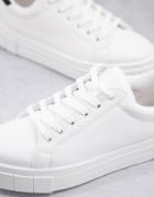 Miss Selfridge Tilly Lace Up Sneakers With Black Tab In White