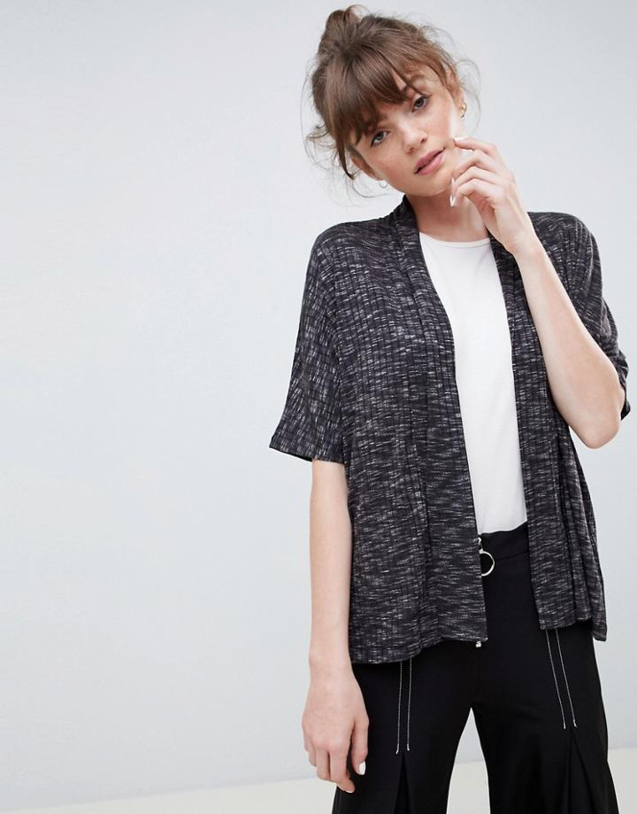 Ichi Short Sleeved Cardigan - Gray