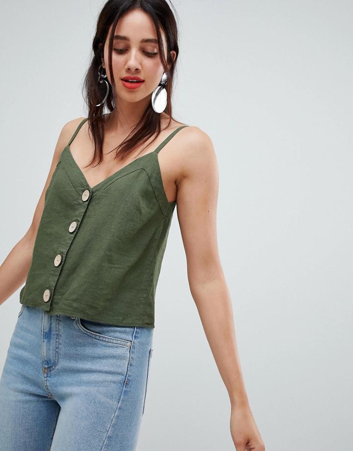 Stradivarius Button Front Cami - Green