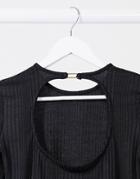 Stradivarius Long Sleeve Jersey Top With Open Back In Black