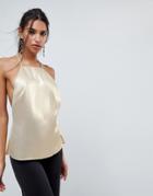 Asos Metallic Halter Cami - Beige