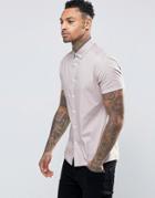 Asos Skinny Shirt With Button Down Collar In Dusty Pink - Pink