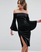 New Look Split Sleeve Bardot Bodycon Dress - Black