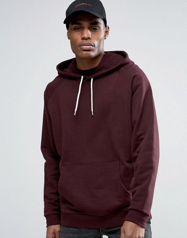 Asos Oversized Hoodie In Burgundy - Red