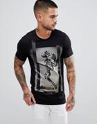 Religion Muscle Fit T-shirt With Skeleton Print - Black