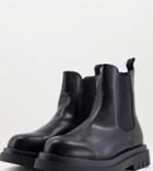 Truffle Collection Wide Fit Chunky Minimal Chelsea Boots In Black Faux Leather