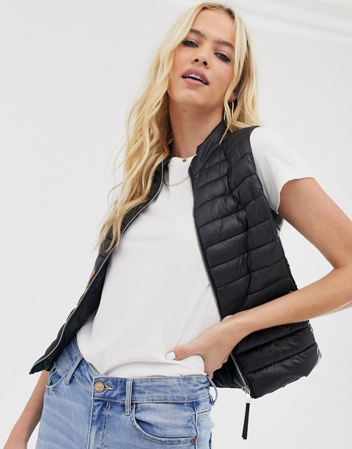 Mango Thin Padded Vest In Black