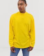 Asos Design Organic Oversized Turtleneck T-shirt With Long Sleeves In Yellow - Yellow