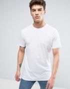 Solid Longline T-shirt With Curved Hem - White