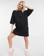 Asos Design Oversized Winter Weight T-shirt Dress With Pocket In Black